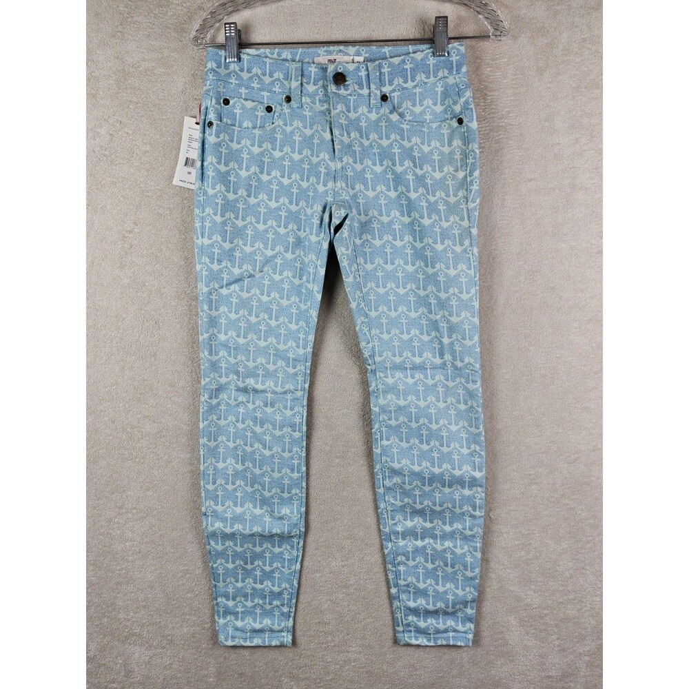 Vineyard Vines Women's Anchor Dot Printed Skinny Denim Jeans Size 00 $108